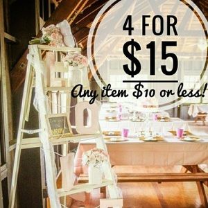 4/$15 Clearance Sale on Items $10 or less